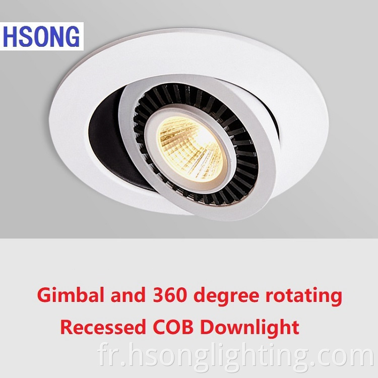 2021New 7W 12W LED à 360 degrés Rotation Gimbal Cob Downlight